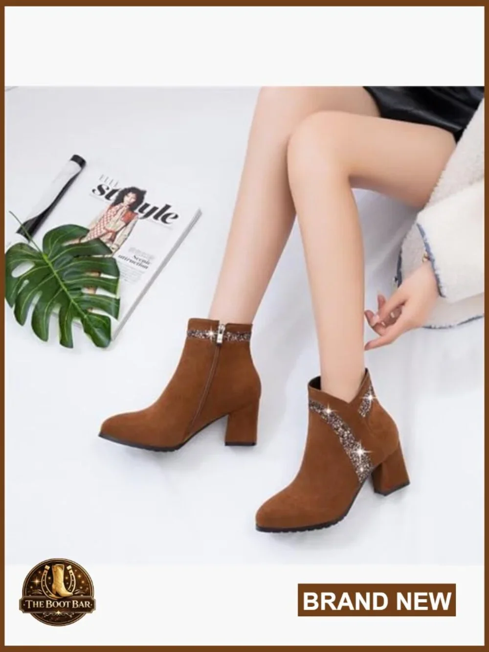 Block Chunky Heel Ankle Booties Round Toe Side Zipper Dress Boots - Picture 5 of 6